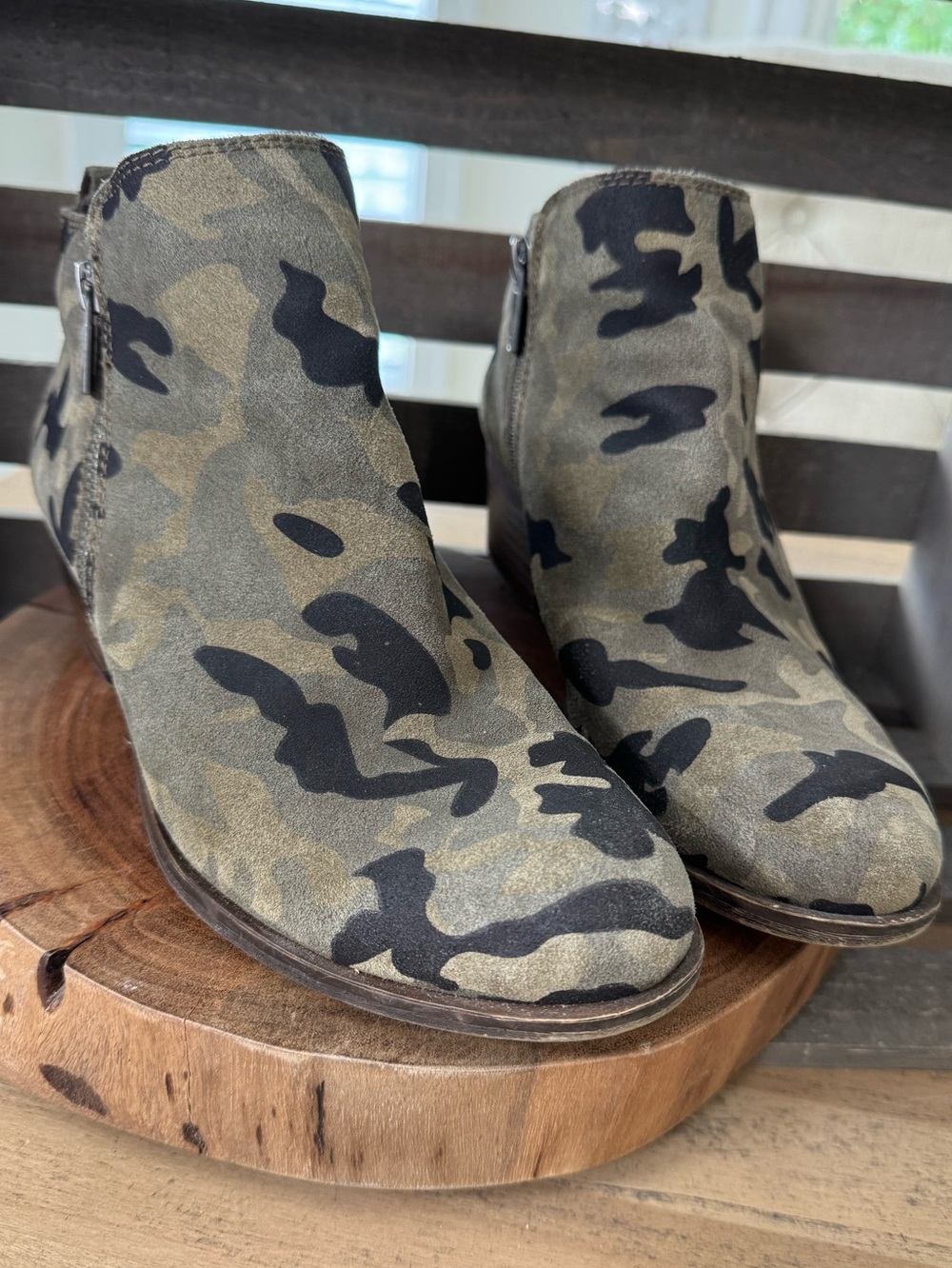 Lucky Brand Basel Ankle Booties, Camouflage, Size 8 1/2